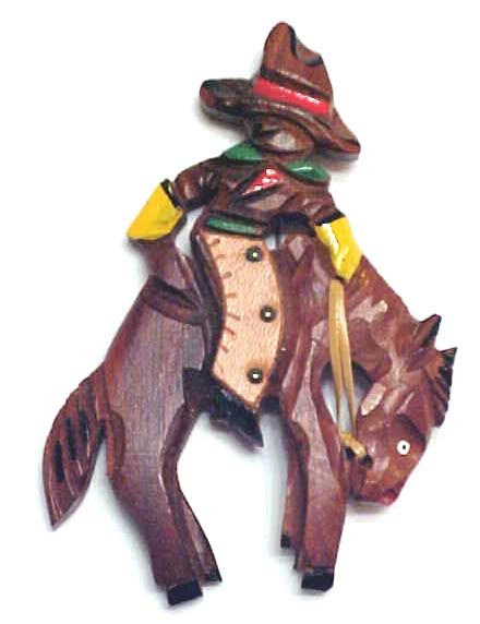 BP113 wood cowboy on bucking bronc